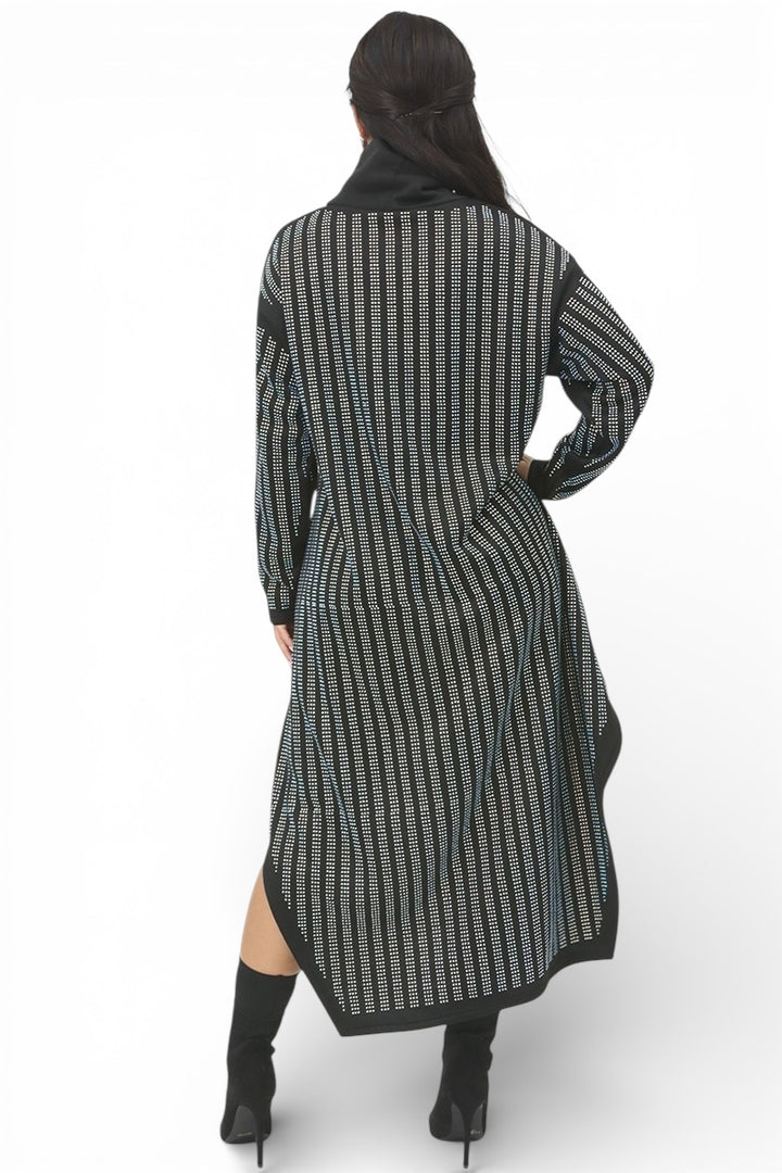 Rhinestone Mock Neck  Detail Hi Lo Top / Dress