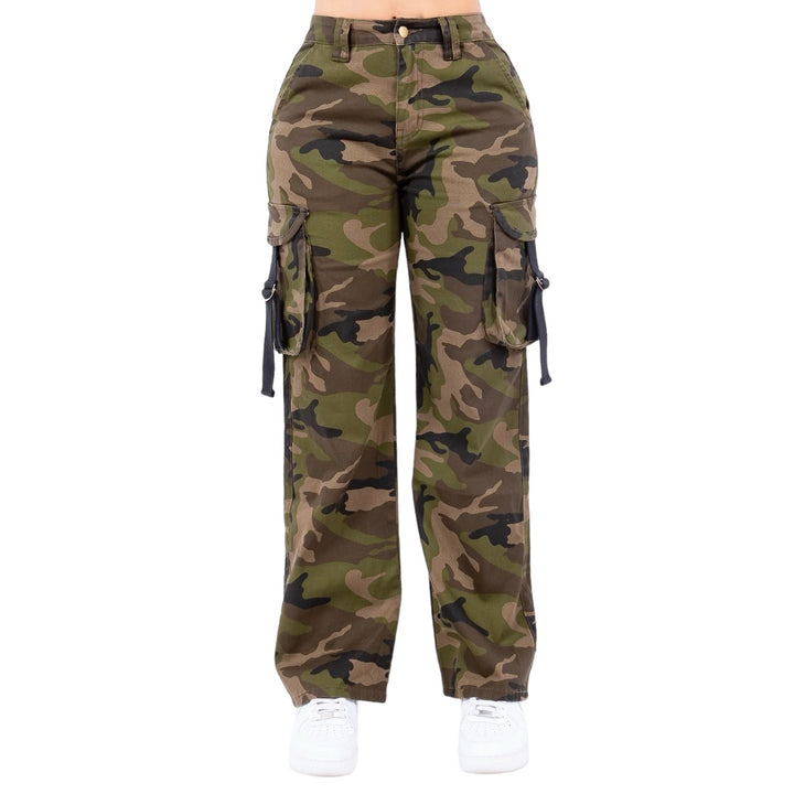 High Waist Cargo Camo Pants- RJH30501