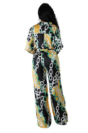 2 PC Button Up Top High Waisted Wide Leg Set