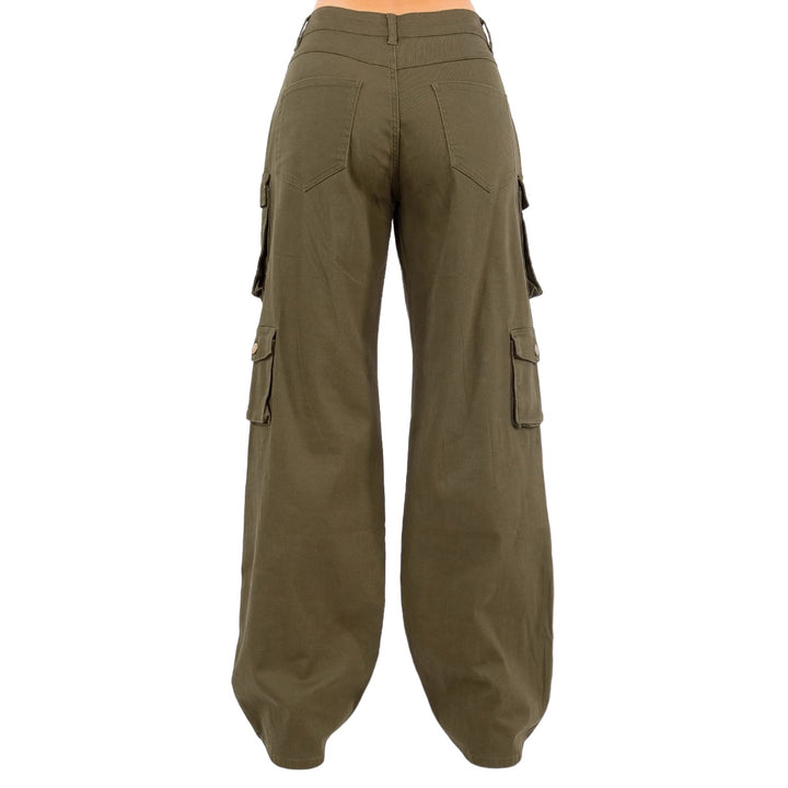 High Waist Wide Leg Pocket Pants- RJH30589