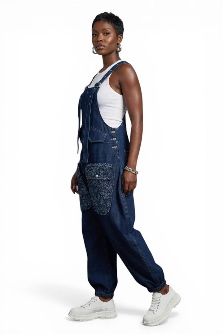 Denim Utility Overalls Jumpsuit