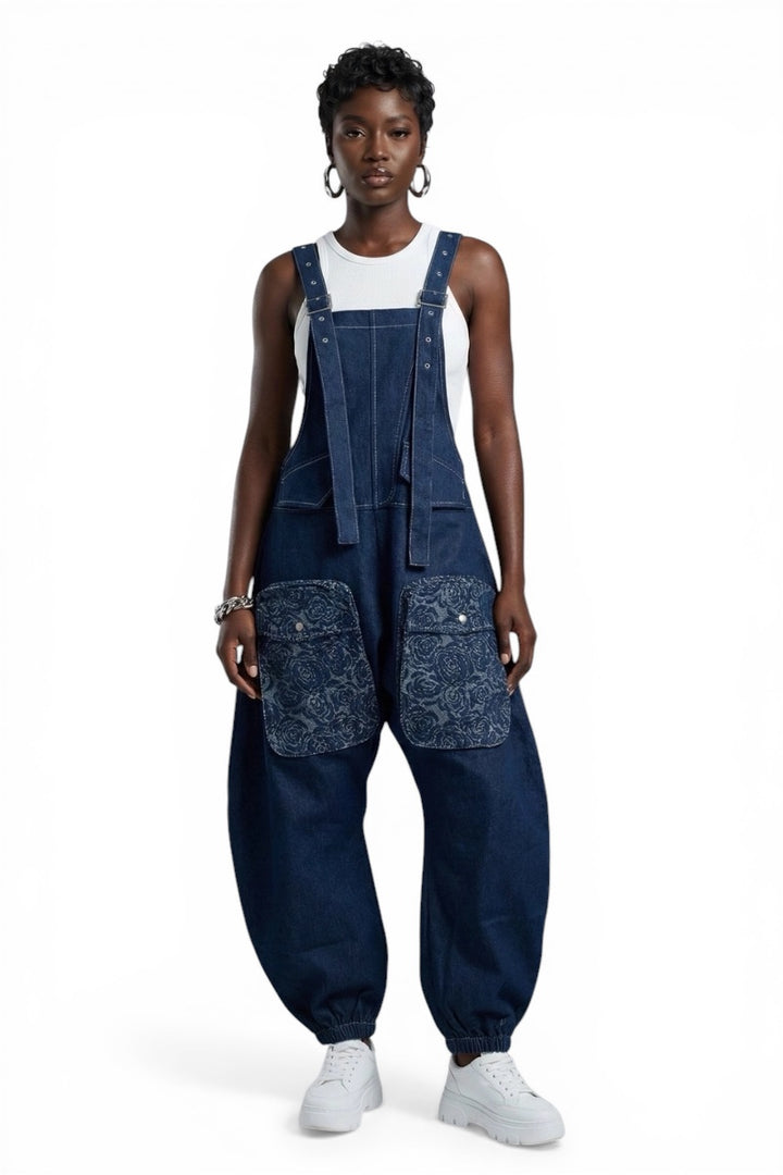 Denim Utility Overalls Jumpsuit