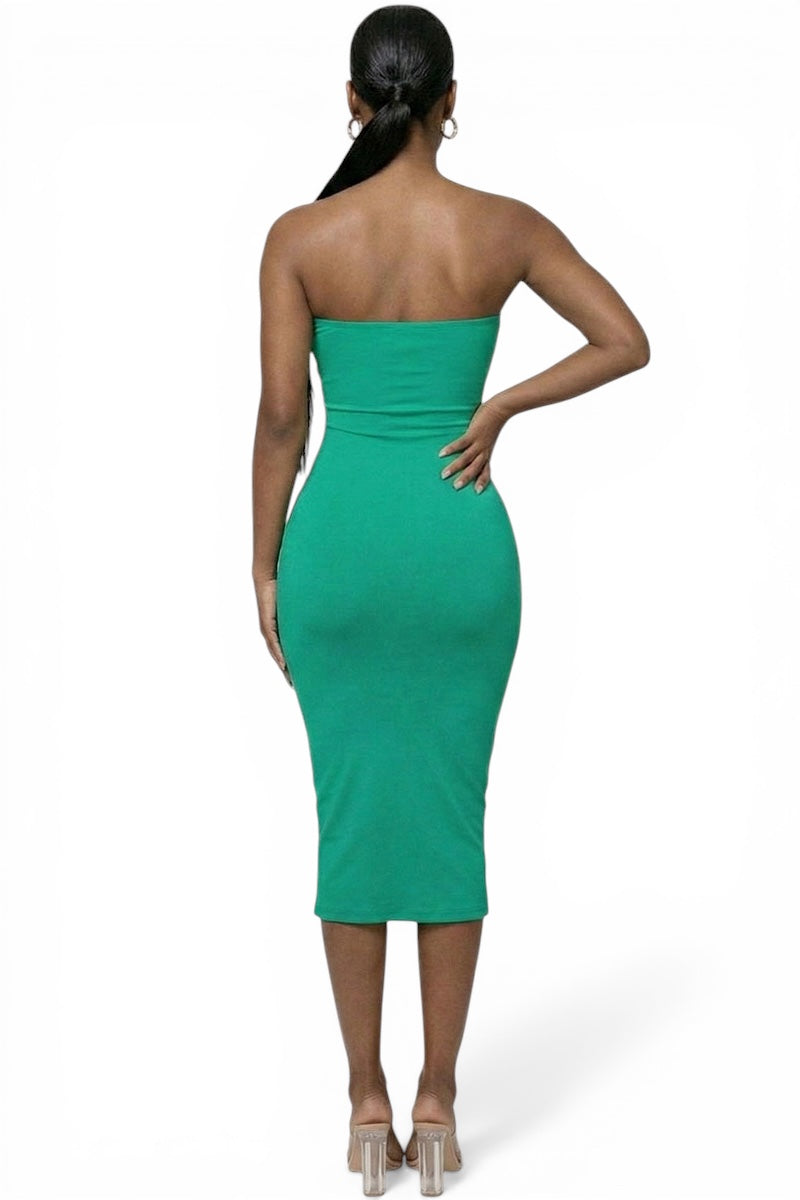Strapless Tube Bodycon Midi Dress {Lightwieght Material}