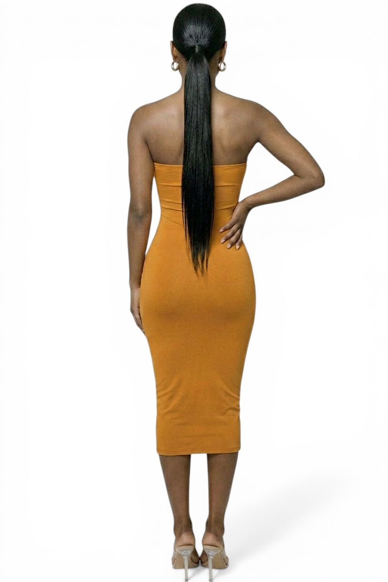 Strapless Tube Bodycon Midi Dress {Lightwieght Material}