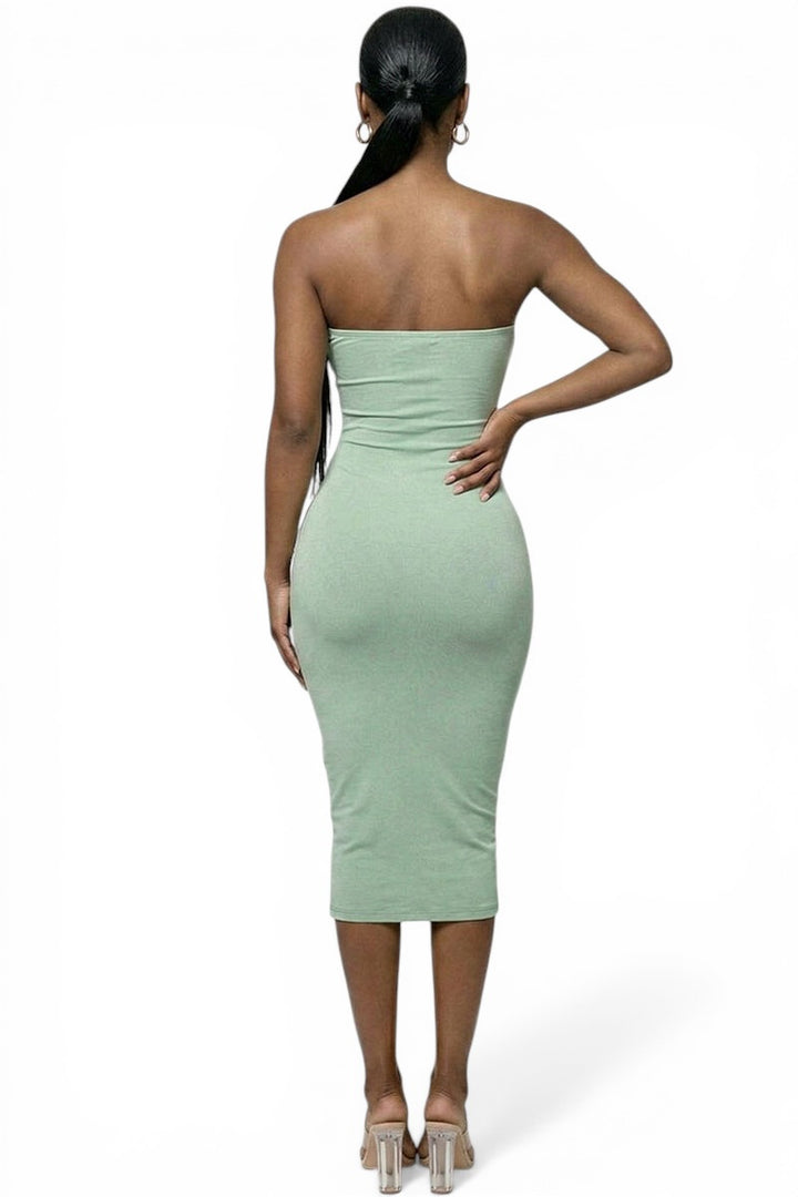 Strapless Tube Bodycon Midi Dress {Lightwieght Material}