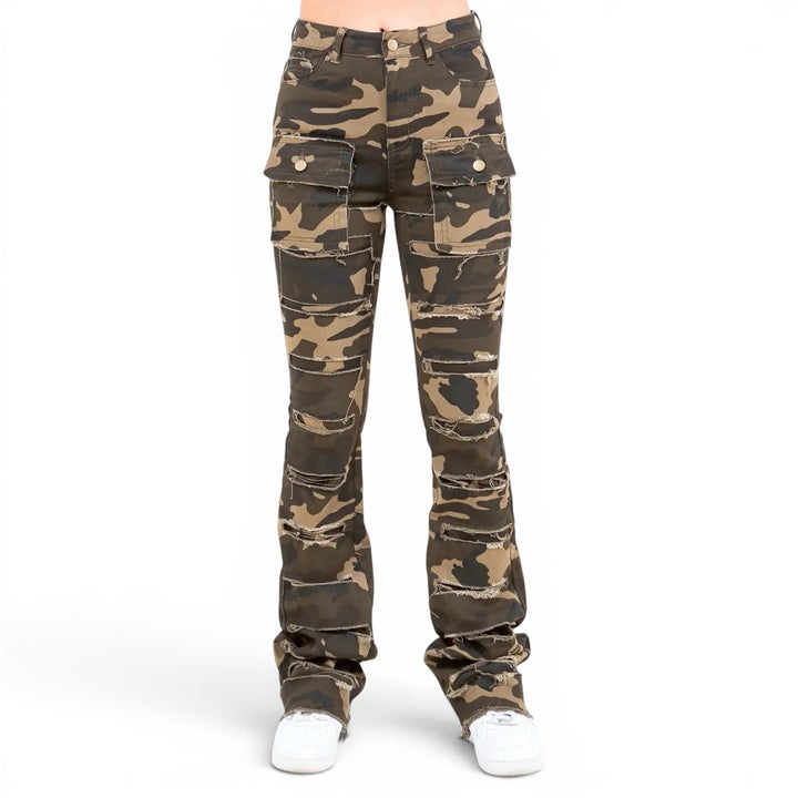 Distressed Patchwork Stacked Pants