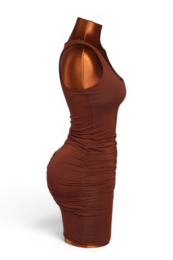 Side Shirring Detailed Casual Mini Dress