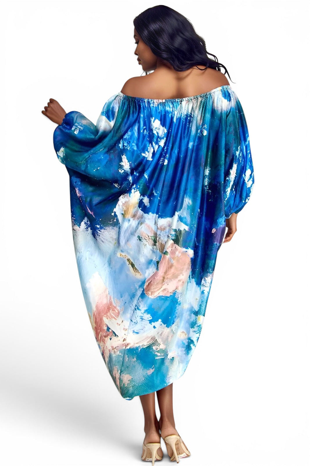 High Low Puff Sleeve Off the Shoulder Satin Top