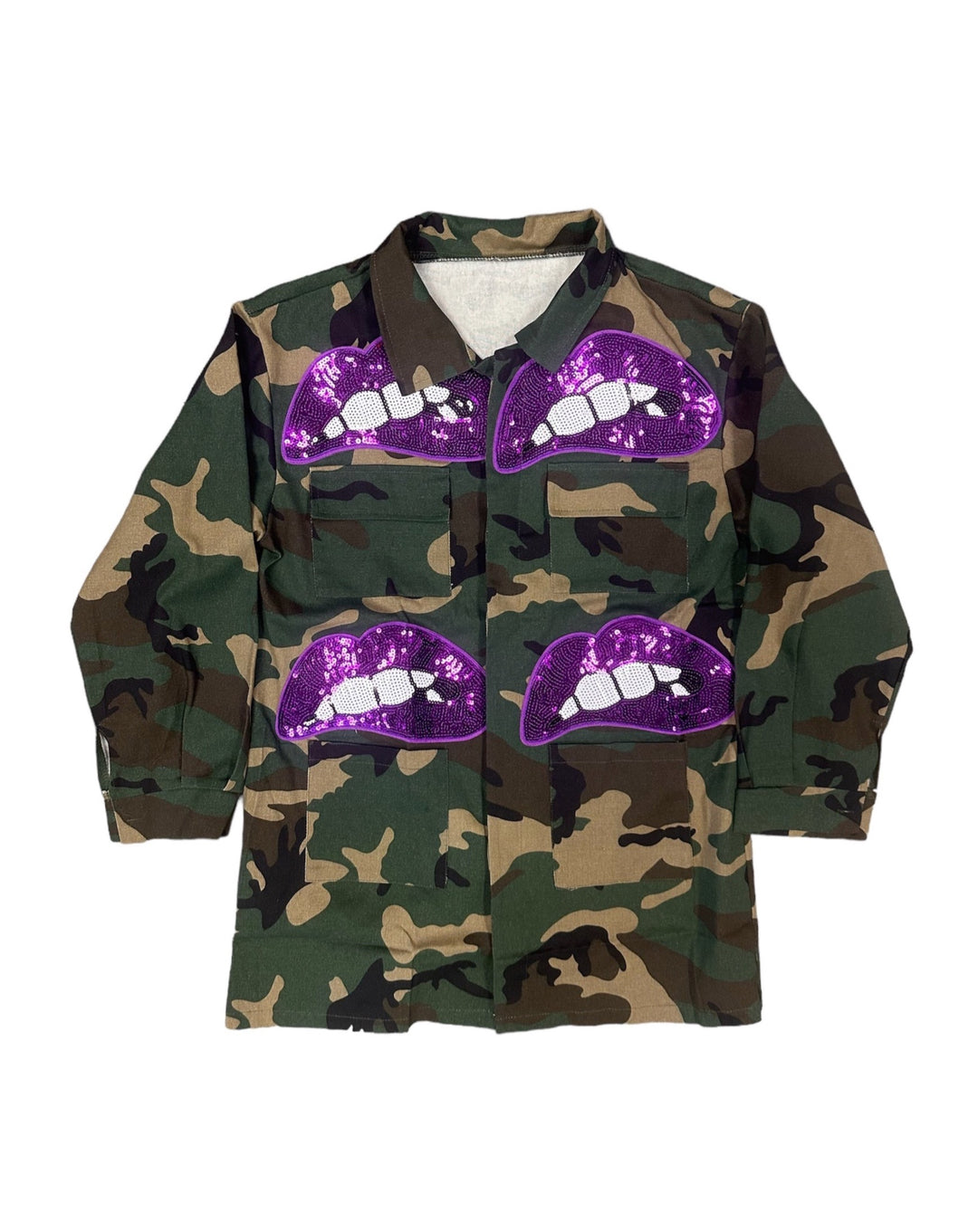 Camouflage Sequins Lips Jacket