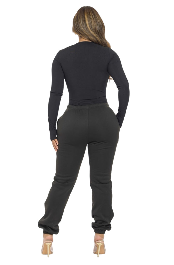 Ribbed Bodysuit and Jogger Pants Set