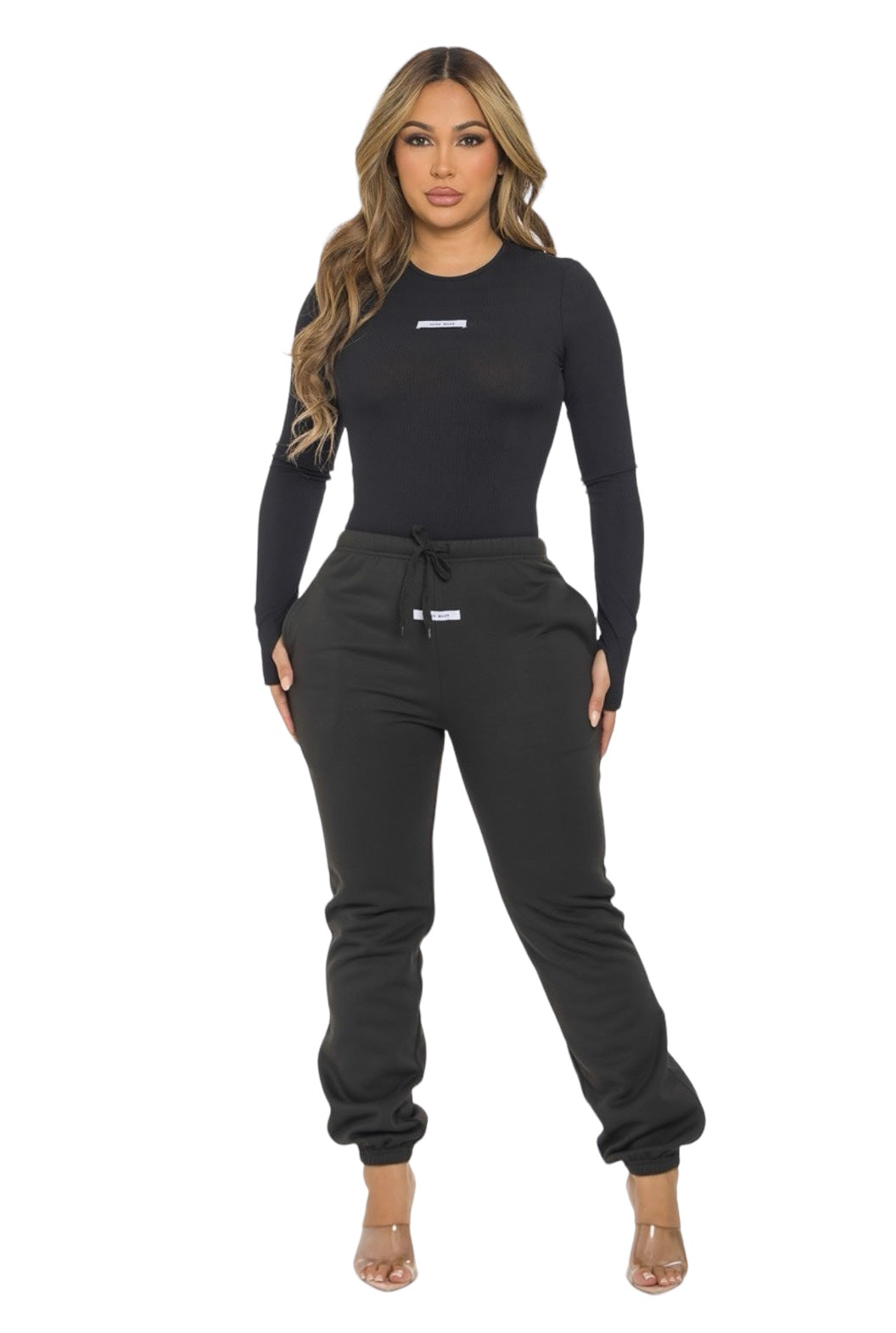Ribbed Bodysuit and Jogger Pants Set