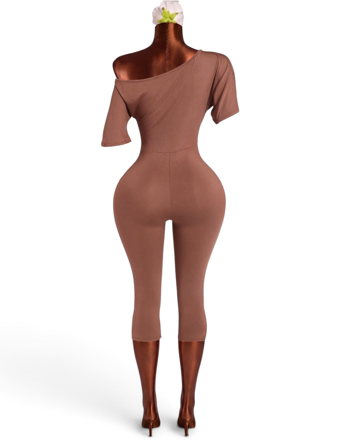Off Shoulder Capri Romper – Mocha