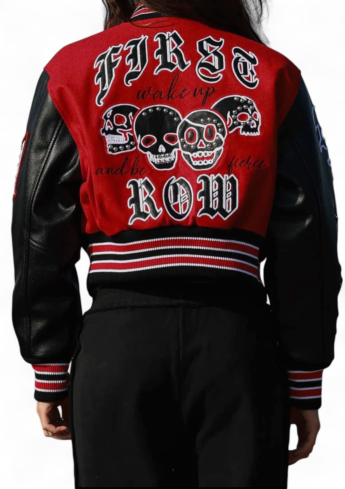 Wake Up and Be Fierce Varsity Jacket {Vegan Leather Sleeves} – The