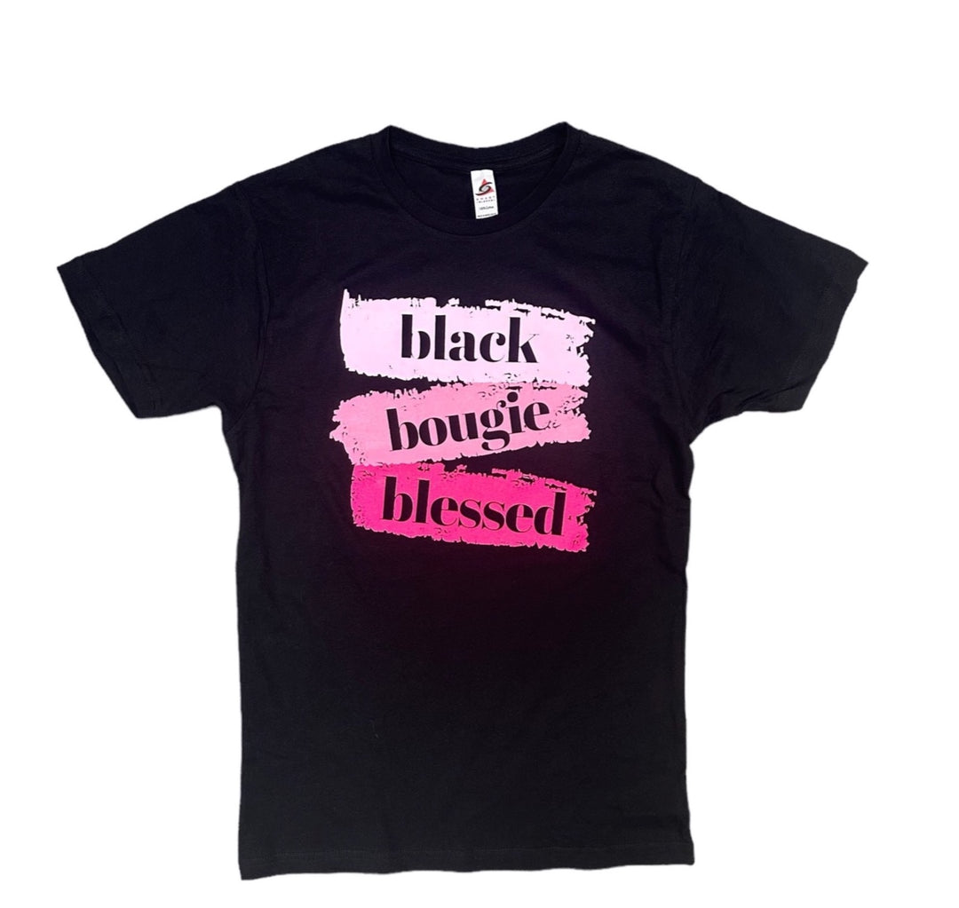 a black t - shirt with the words black, boogie, and closed on it