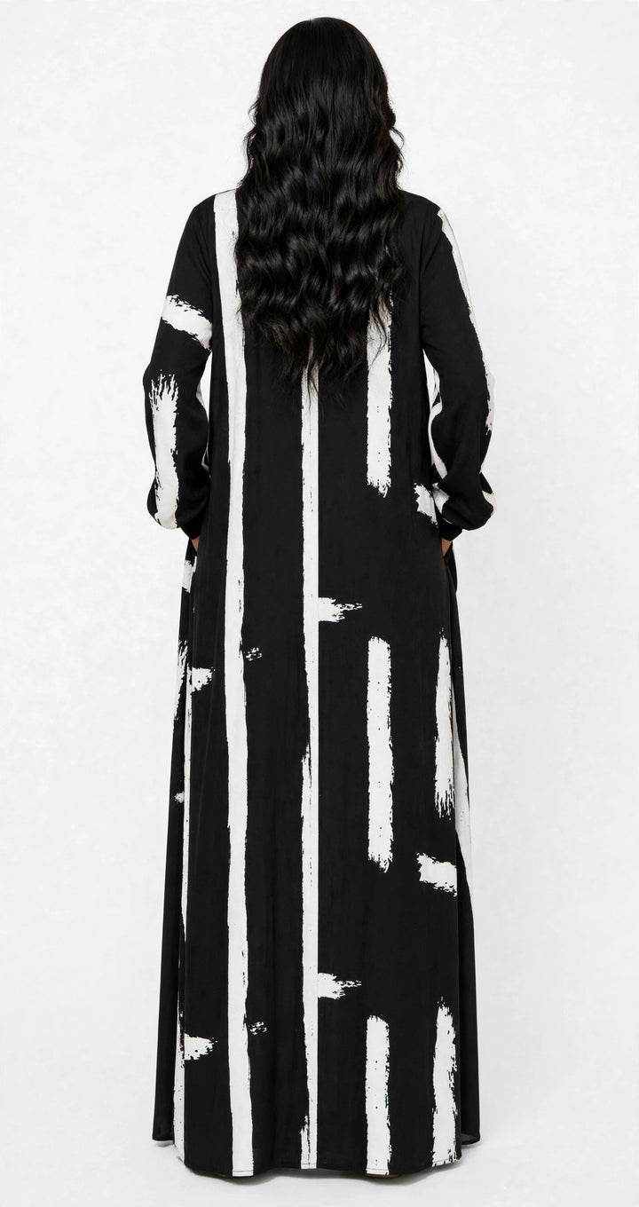 Abstract Brushstroke Duster & Wide-Leg Pants Set
