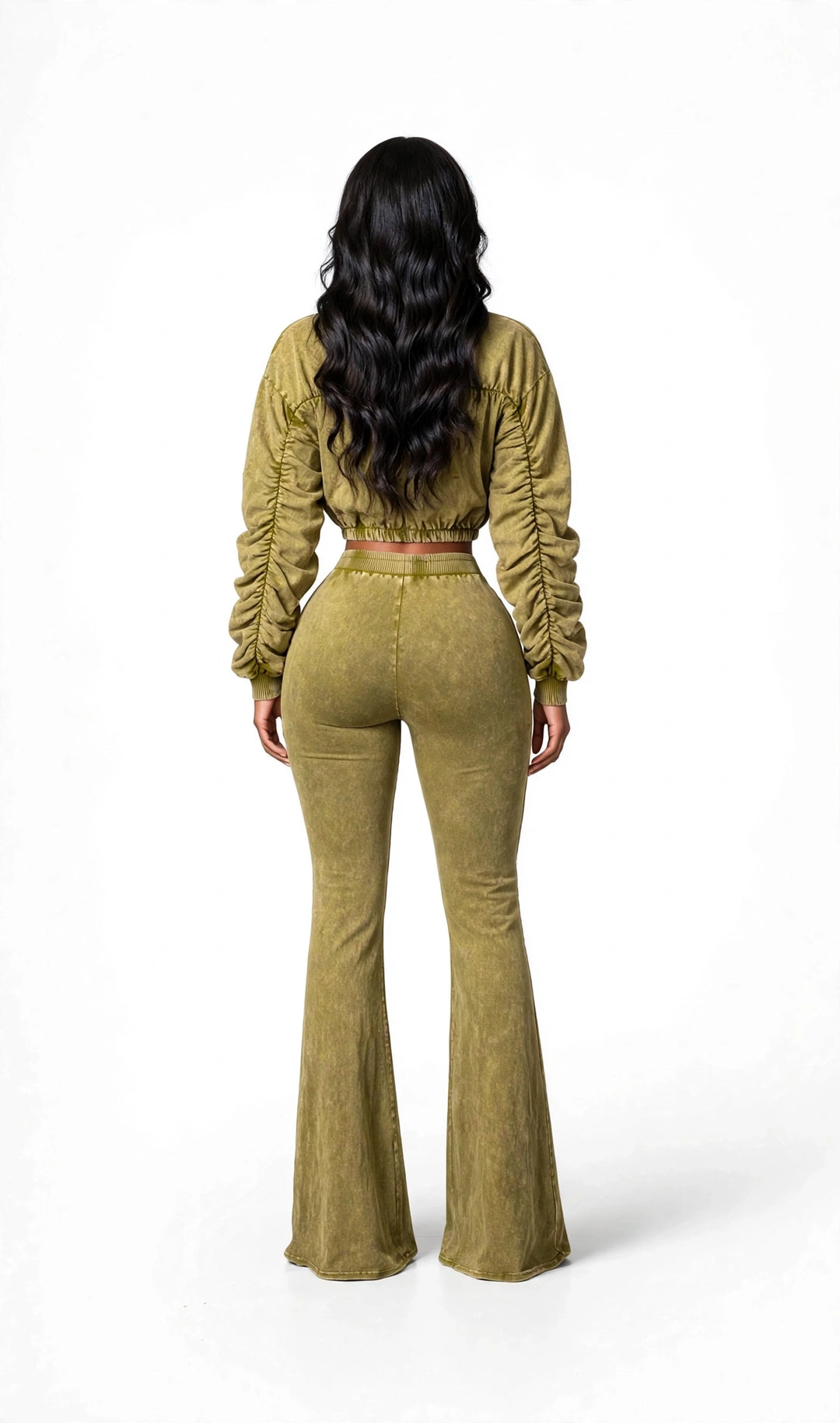 Ruched Jacket & Flare Pants Set