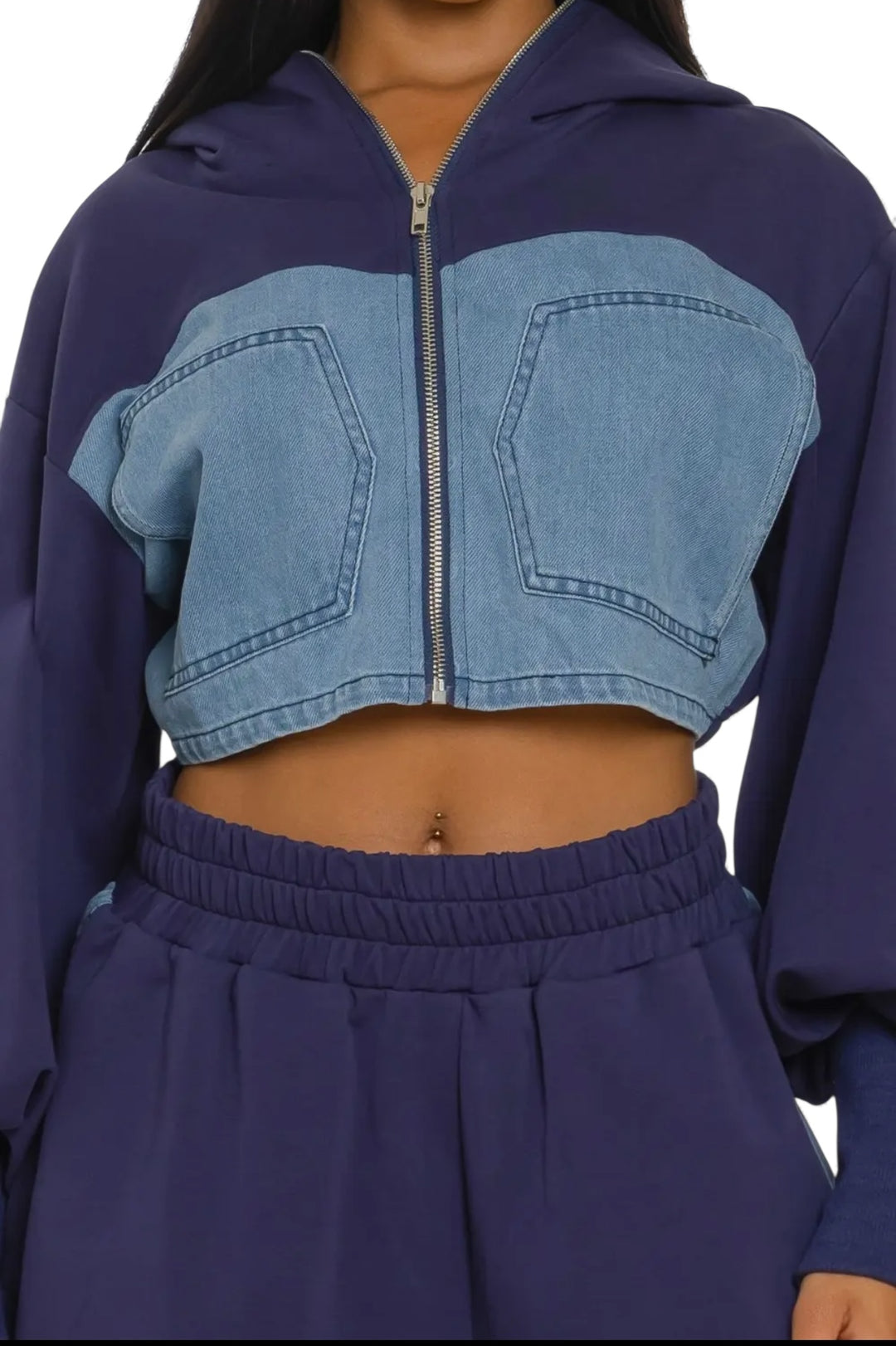 Two-Tone Denim Panel Utility Set