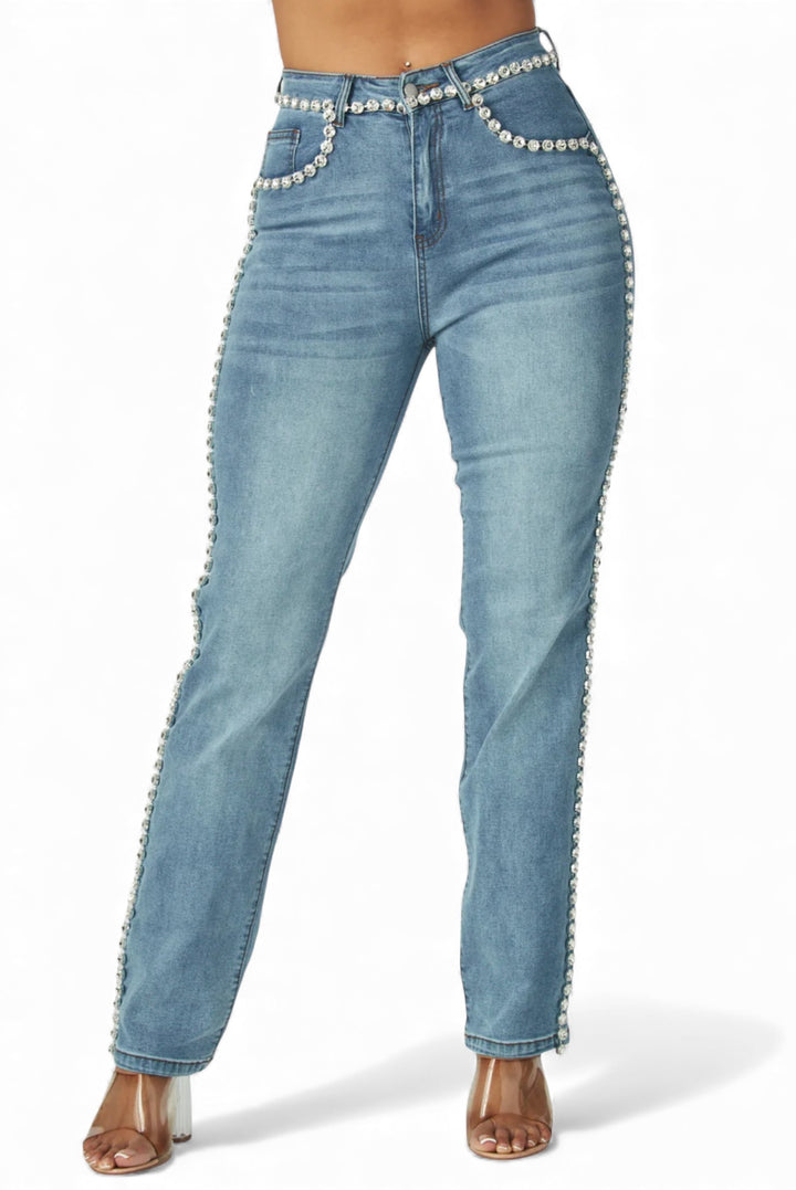 Avianna Rhinestone Denim Pants