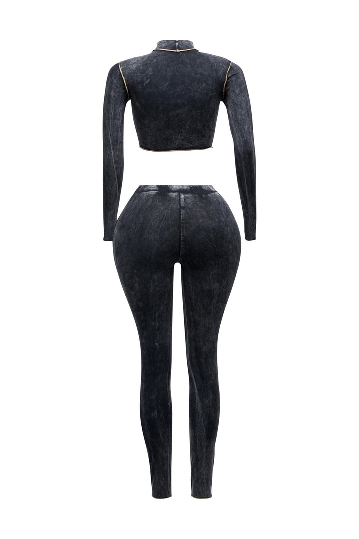 Mineral Washed Cut Out Top & Leggings Set