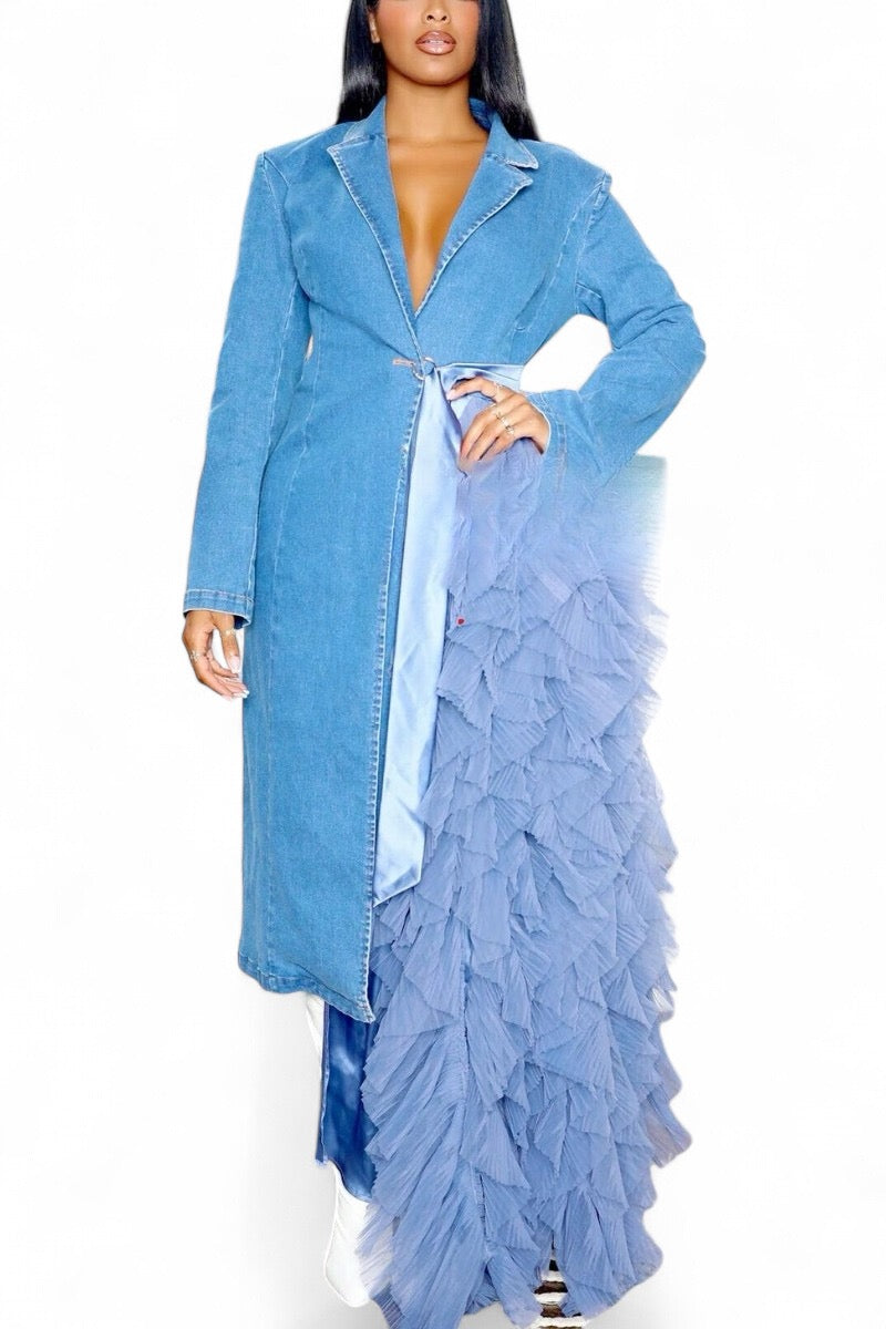 Denim Tulle Coat