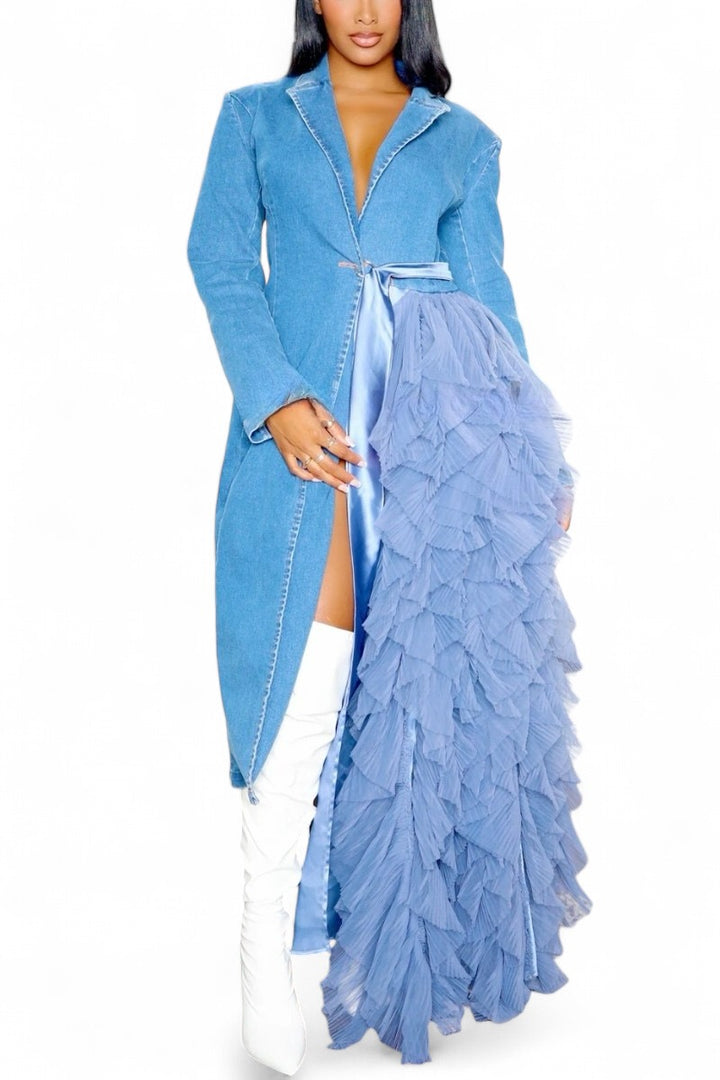 Denim Tulle Coat