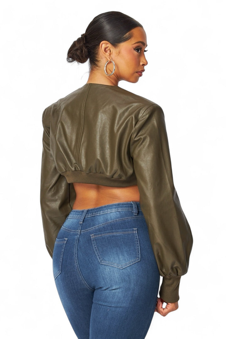 Tara Vegan Leather Cropped Bolero Jacket