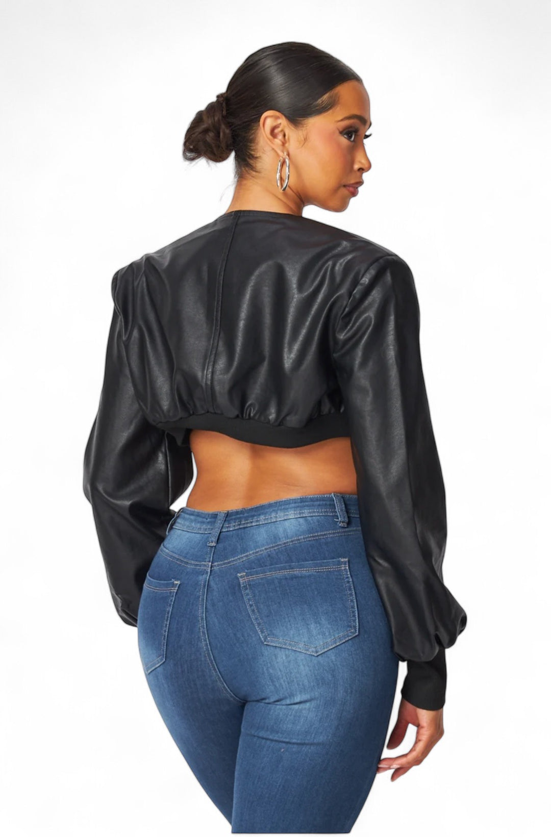 Tara Vegan Leather Cropped Bolero Jacket