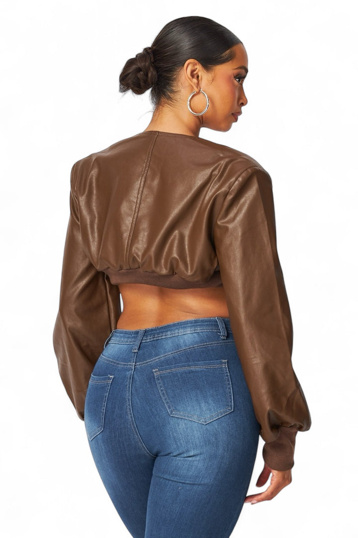 Tara Vegan Leather Cropped Bolero Jacket