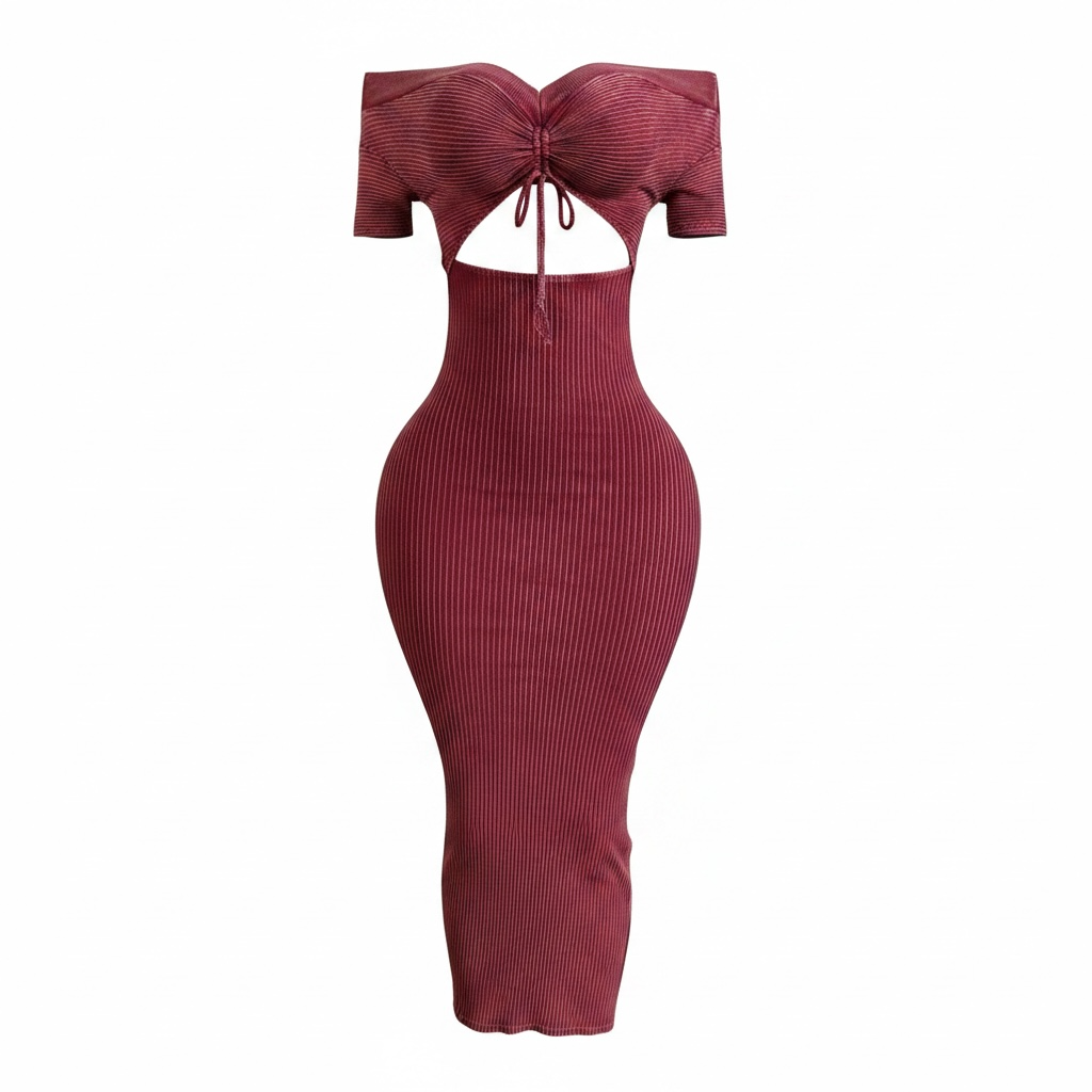 Mineral Wash Front Ruching Sweetheart Midi Dress