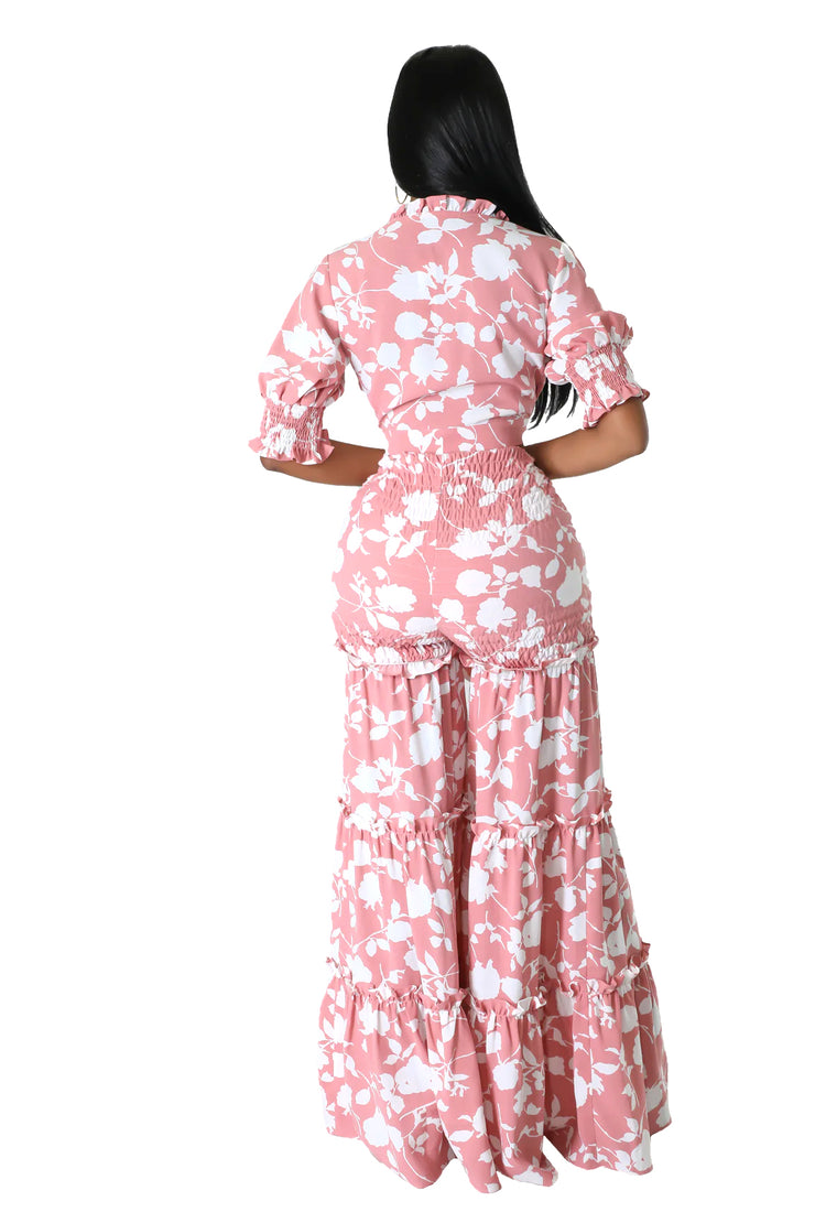 Two Piece Floral Wide Leg Pants Set {Tall Girl Friendly}