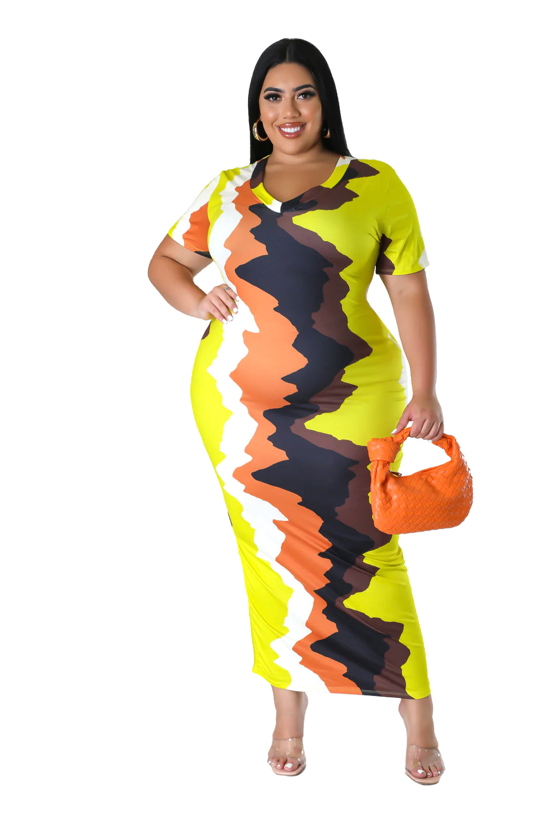Multi Color V-NecK Maxi Dress