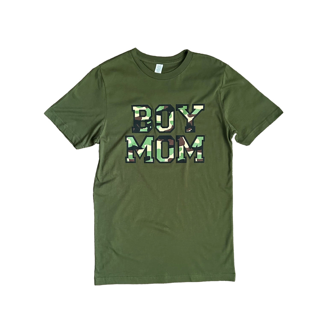 a green t - shirt with the words buy mom printed on it