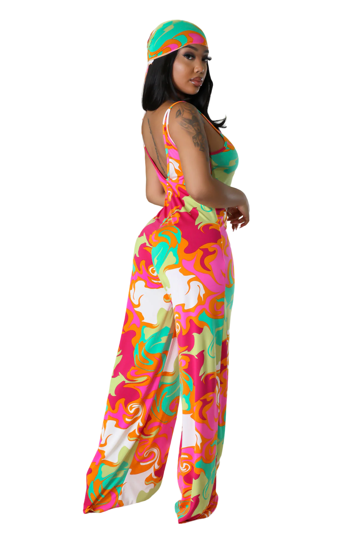 Multi Color Jumpsuit with Head Scarf – The House of Stylez