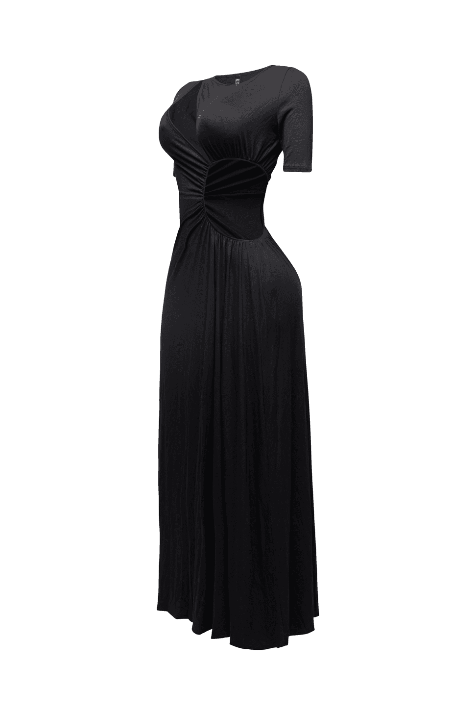 short sleeve cut out maxi dress High Neck Short Sleeve Cut Out Knot Front Detail Maxi Dress In White | EGO US