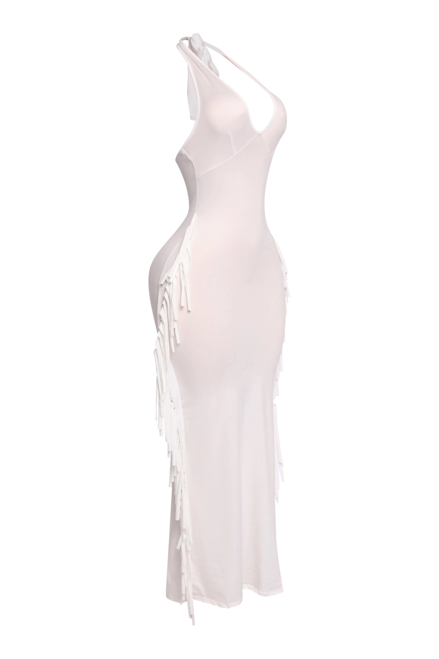Fringe Detailed Halter Dress
