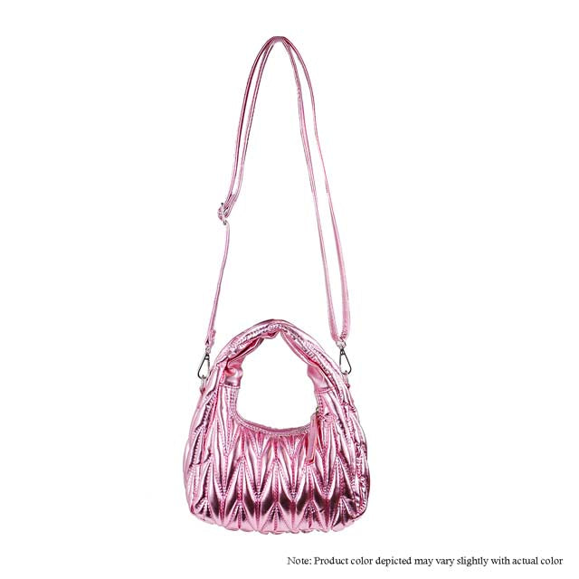 a pink handbag is shown on a white background