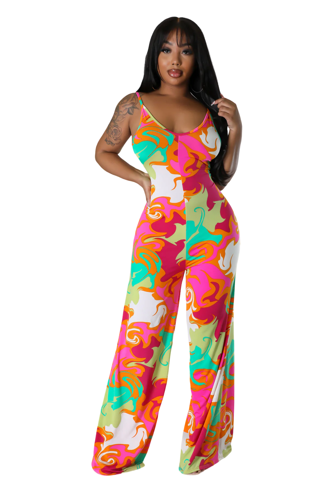 Multi Color Jumpsuit with Head Scarf – The House of Stylez