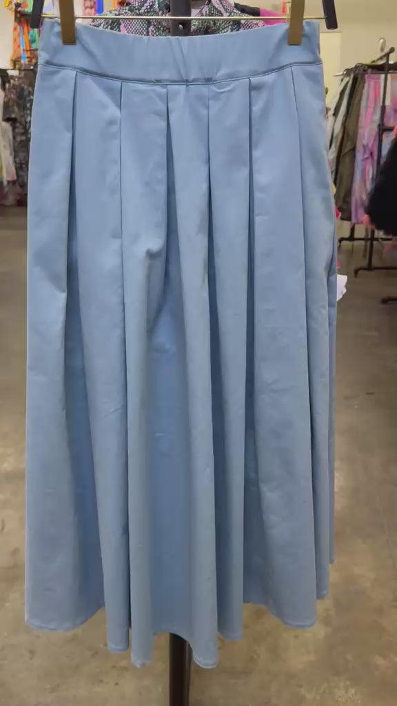 Summer Denim Puff Sleeve Bow Tie Top & Midi Skirt Set