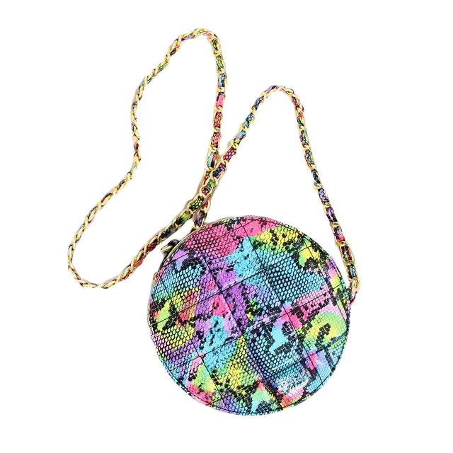 Round Quilted Crossbody Bag -Multi Snake 2 Liliana