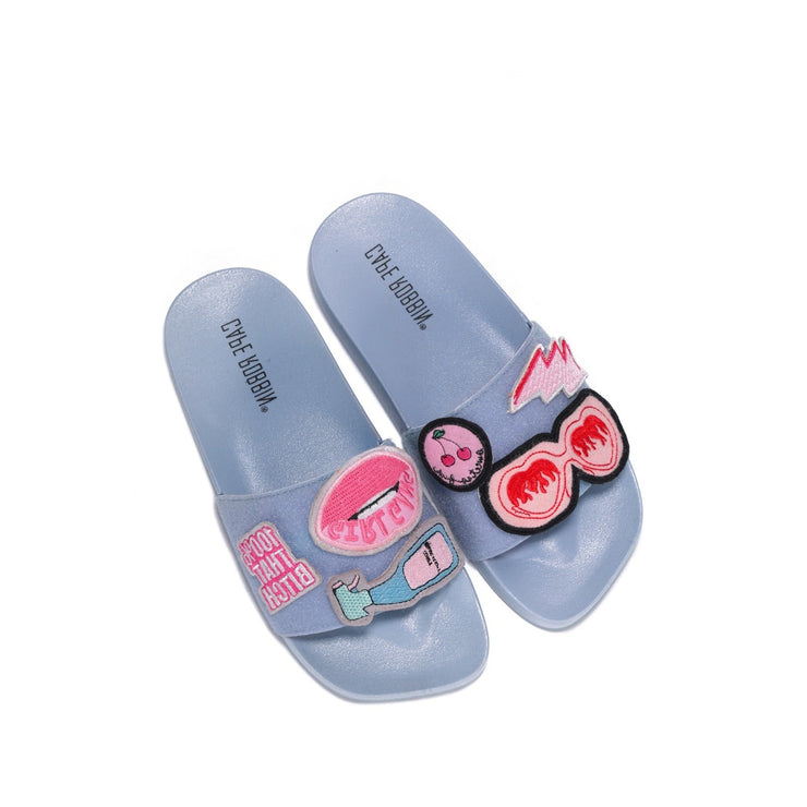 Slides with Removable Patches - Periwinkle Cape Robbin