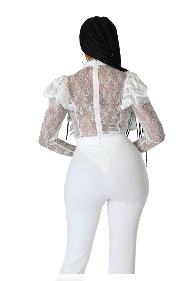 2 Piece Lace Bodysuit with Boot Cut Pants {Tall Girl Friendly}