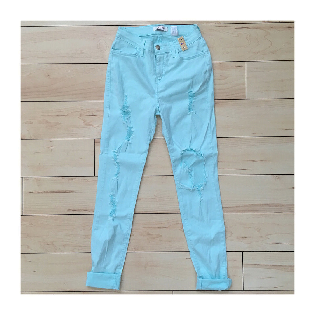 Super Soft Mint Distressed Jeans The House of Stylez