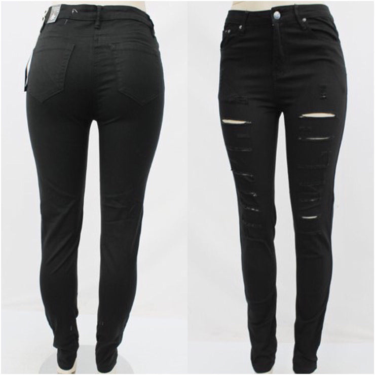 Black Slashed Skinny Jeans The House of Stylez