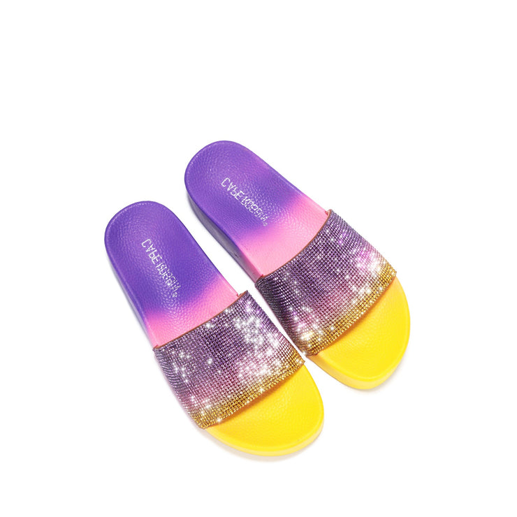 Ombre Bling Slides - Yellow/Pink/Purple Liliana