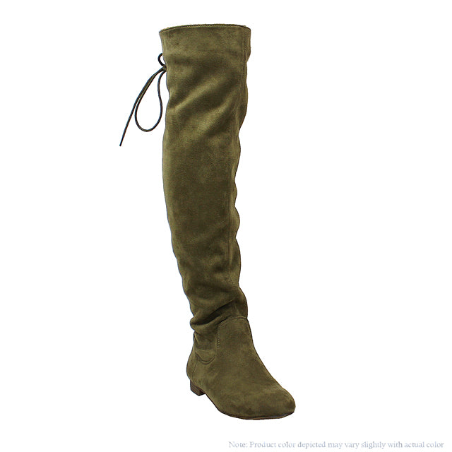 Ultra Suede Over the Knee Riding Boots - Olive The House of Stylez