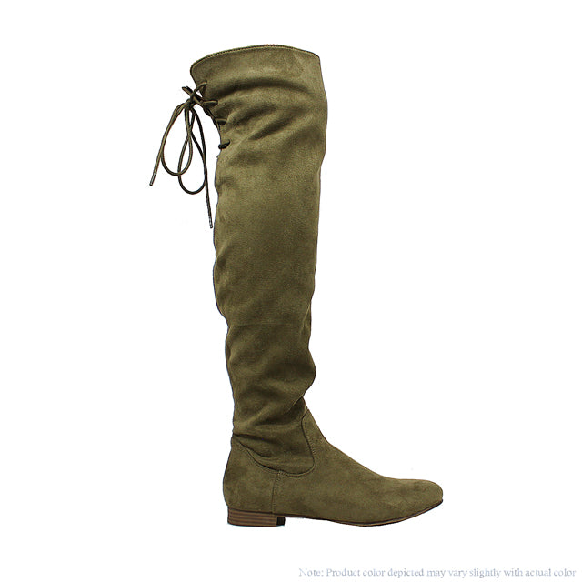 Ultra Suede Over the Knee Riding Boots - Olive The House of Stylez