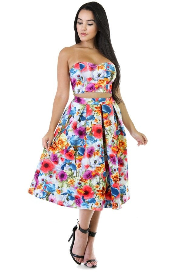 2 Piece Floral Skirt Set The House of Stylez
