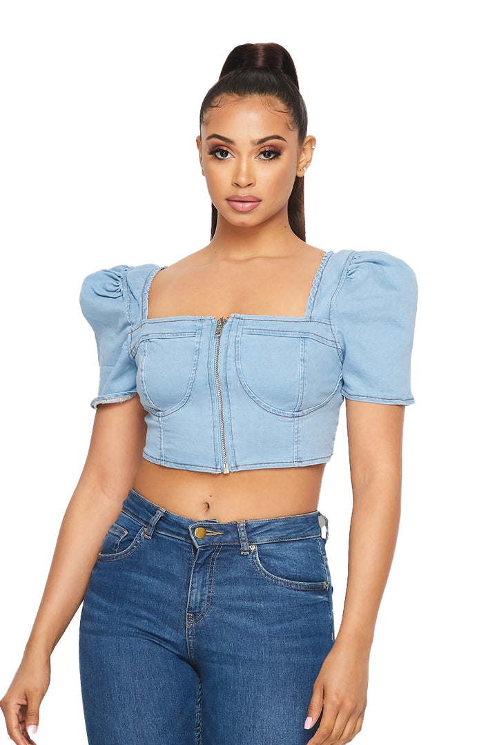Cropped Denim Top The House of Stylez