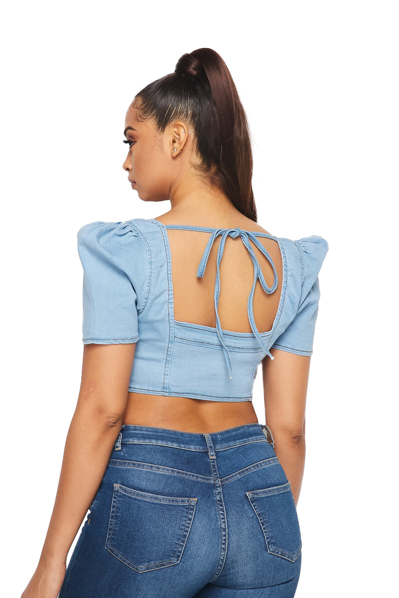 Cropped Denim Top The House of Stylez