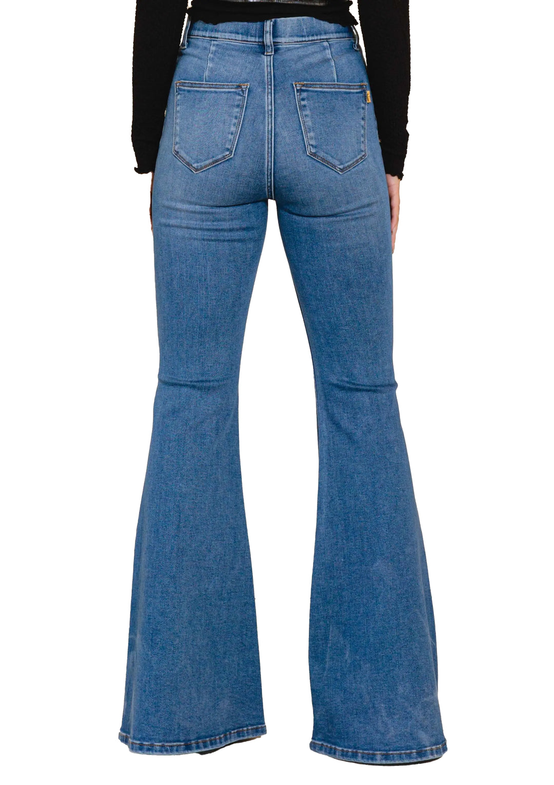 Elastic Waist Flare Denim Jeans (33.5" inseam)